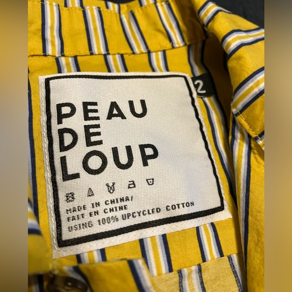 Peau de Loup Yellow Striped Short Sleeve Button Down - Picture 4 of 7